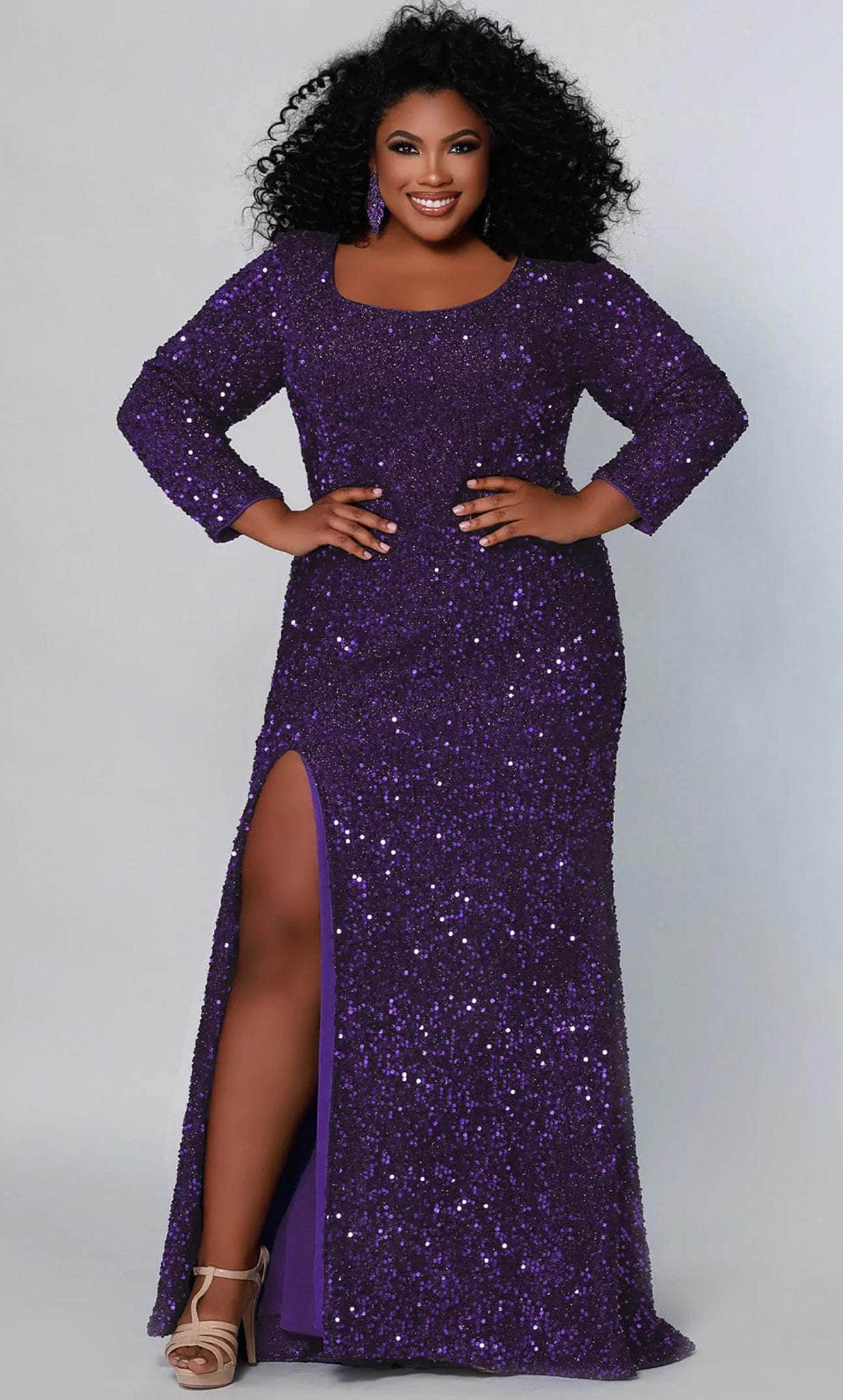 SC7320 Scoop Sequin Evening Dress