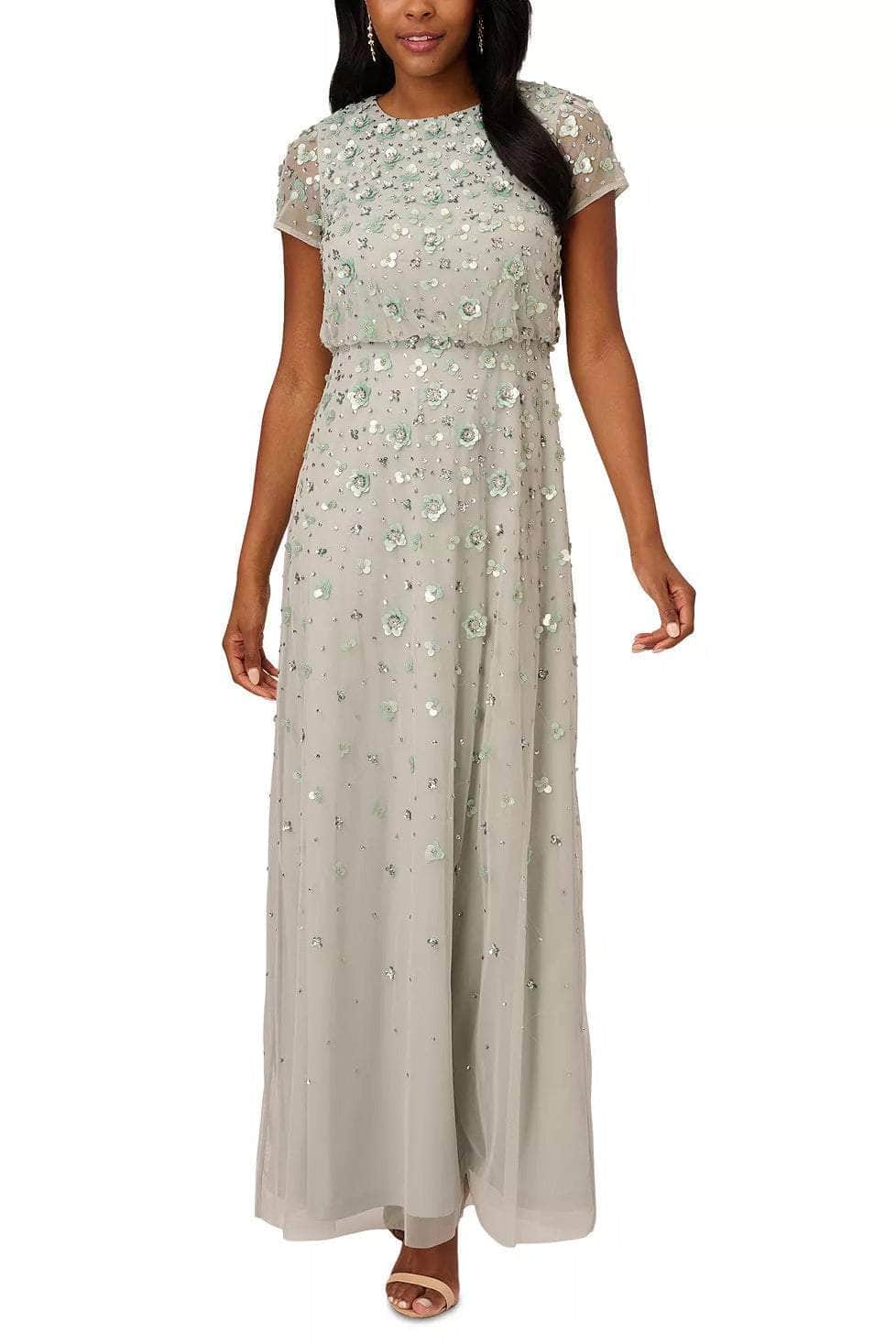 Embellished Cap Sleeve Long Dress