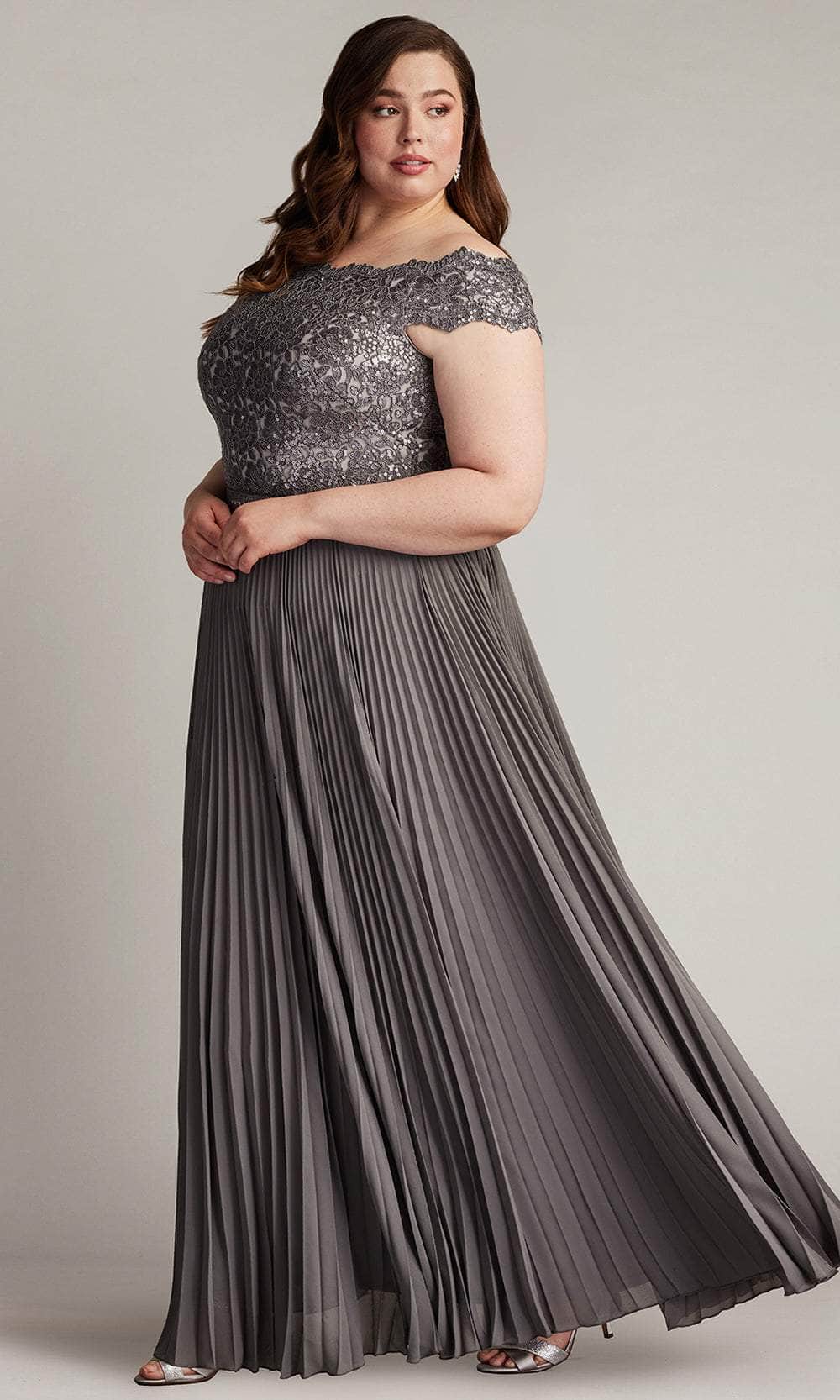 Embroidered Pleated A-Line Evening Gown