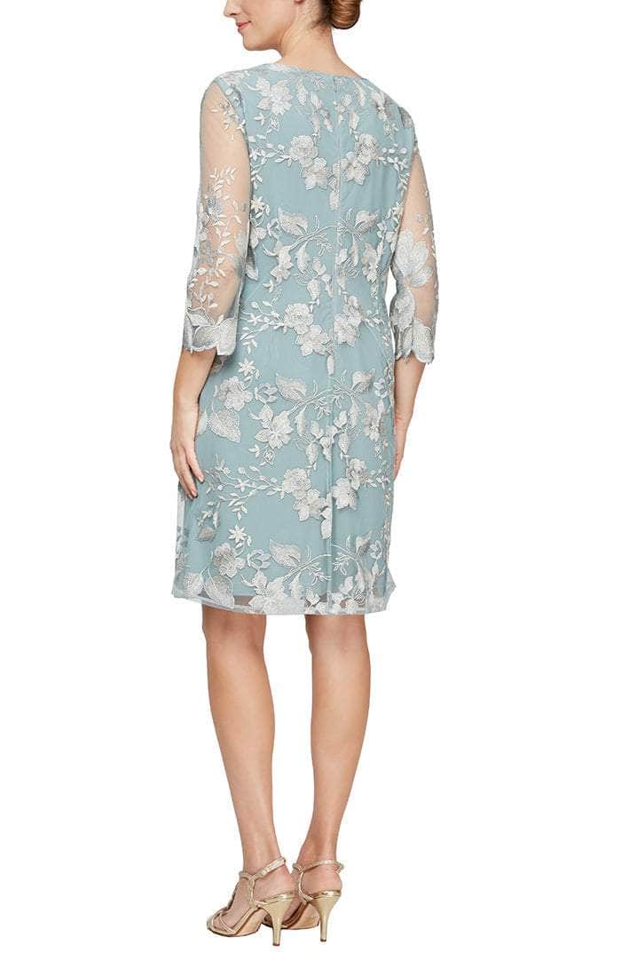 81122202 Embroidered Lace Mock Jacket Jersey Dress