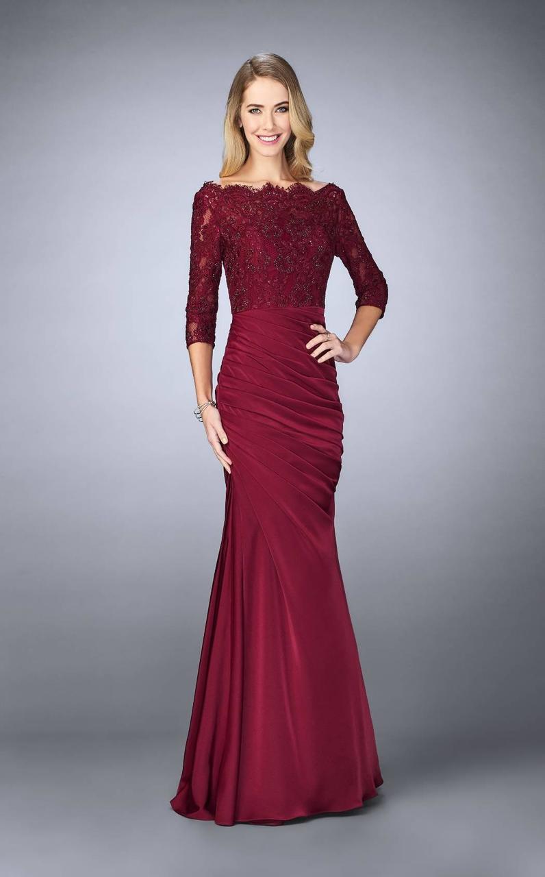 24926 Off-Shoulder Ruched Mermaid Gown