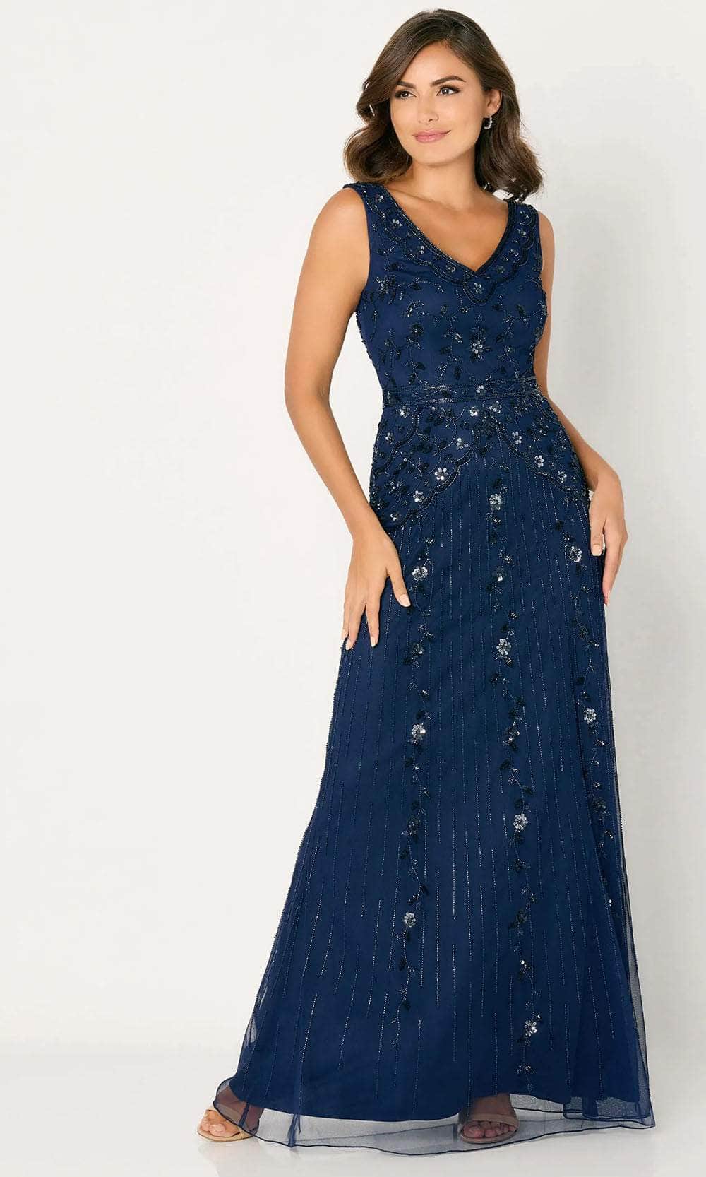 Short Sleeve Embellished Evening Dress