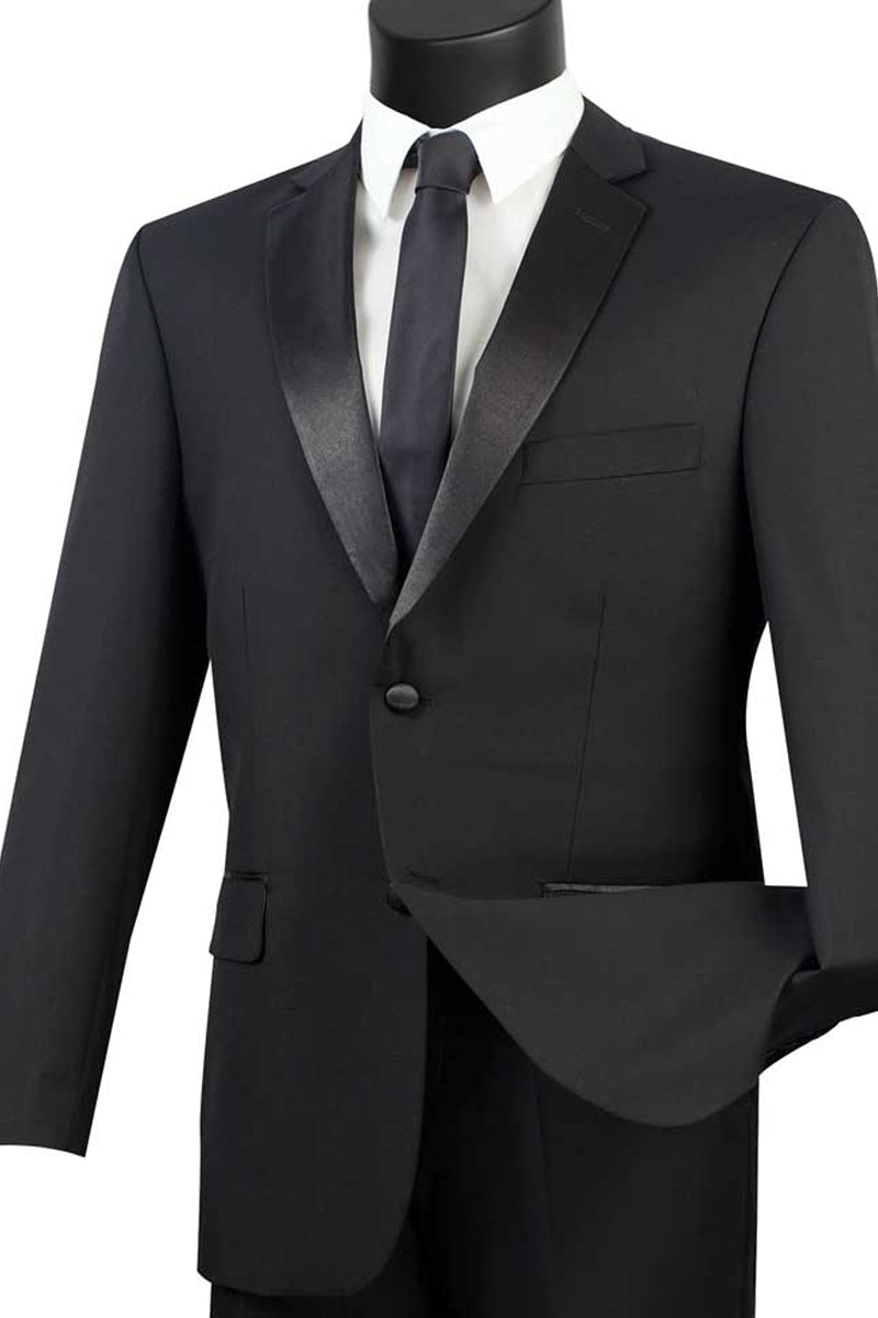 Mens Modern Fit 2 Button Tuxedo in Black