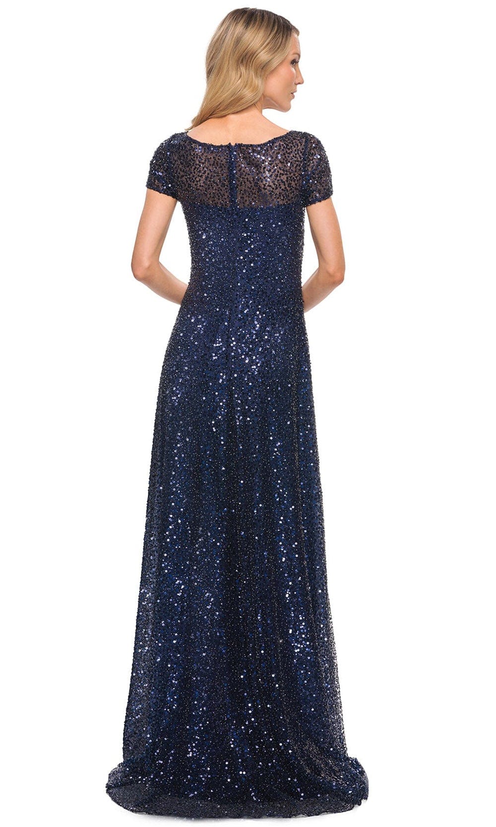 Glimmering Short Sleeve Beaded Gown