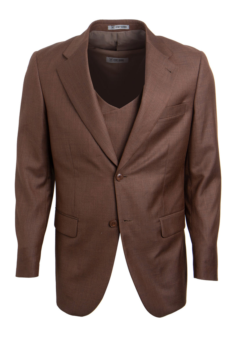 Men’s Two Button Vested Stacy Adams Sharkskin Suit in Cognac