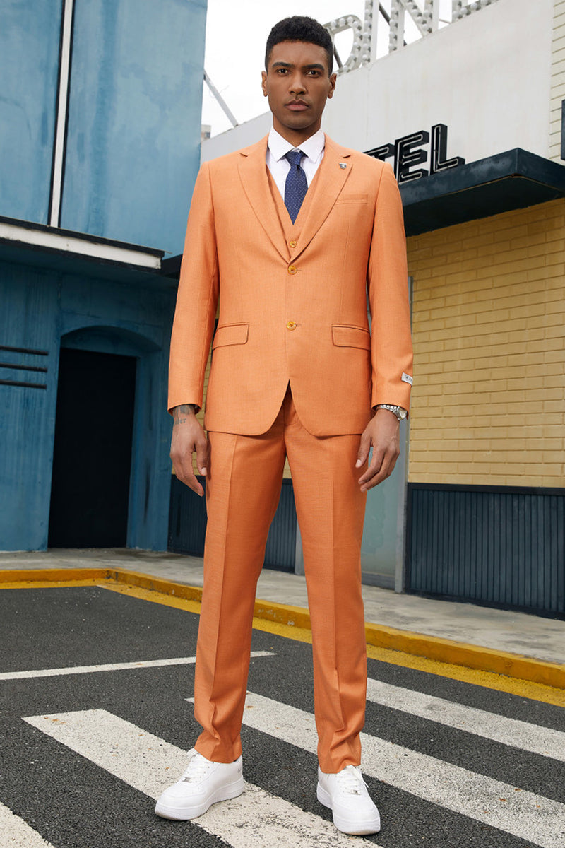 Men’s Stacy Adam’s Two Button Fancy Vested Suit in Orange