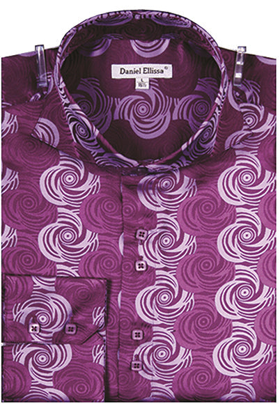 Men’s Regular Fit Fancy Swirl Pattern Sports Shirt in Purple