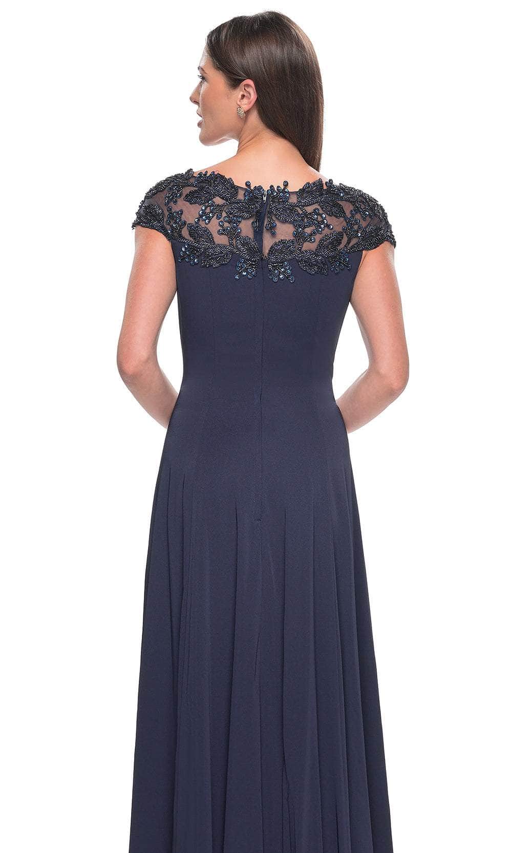 Cap Sleeve Applique Evening Dress