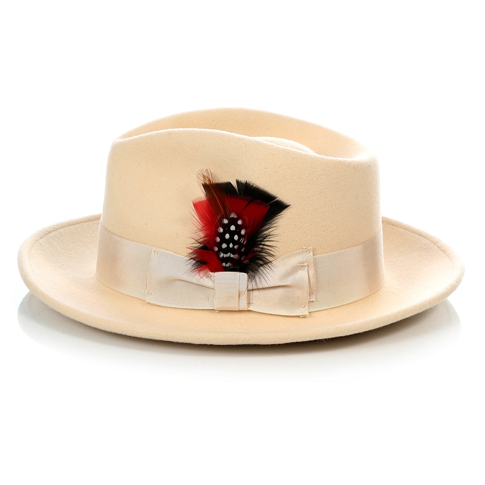 Mens Classic Wool Fedora Dress Hat in Tan