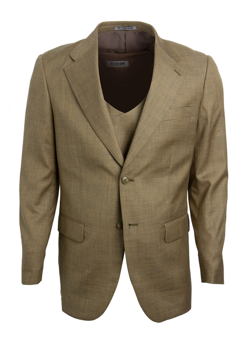 Men’s Two Button Vested Stacy Adams Sharkskin Suit in Light Mustard