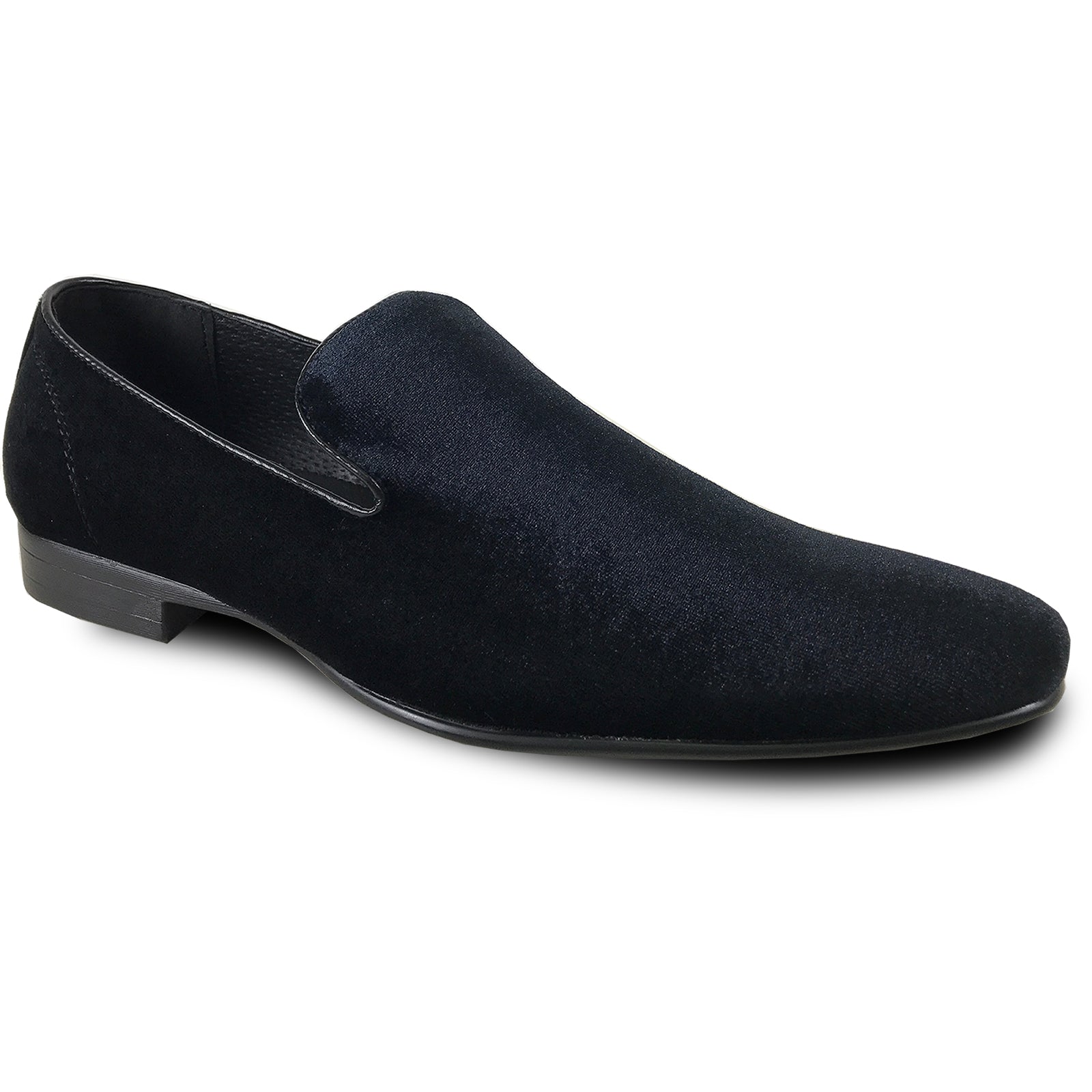 Mens Modern Slip On Velvet Tuxedo Loafer in Black