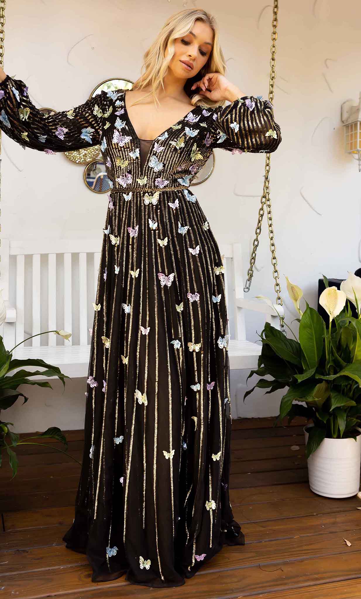 Butterfly Embedded Long Gown