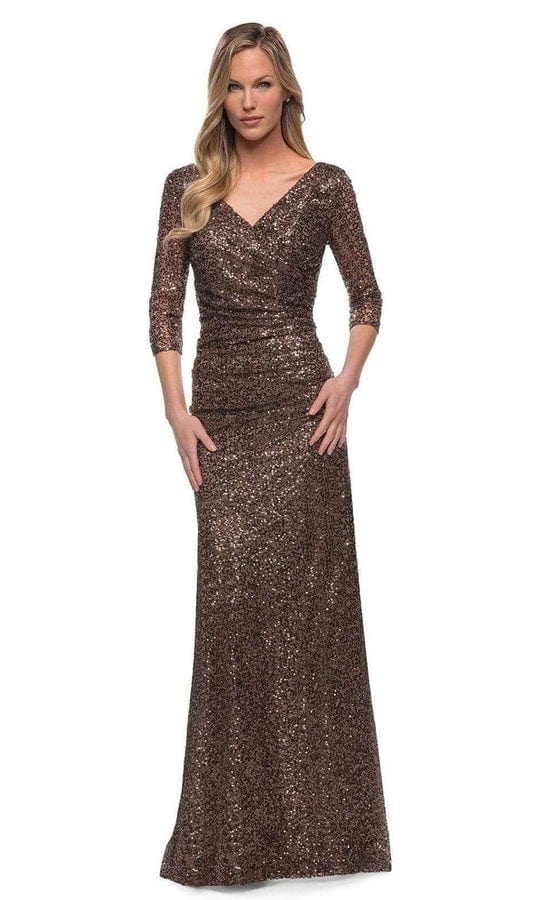 V-Neck Sequin Formal Dress 29195SC