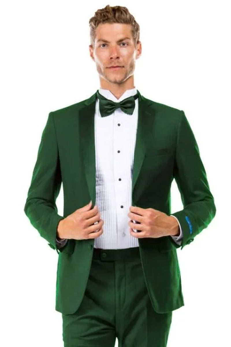 Men’s Two Button Slim Fit Wedding & Prom Tuxedo in Hunter Green
