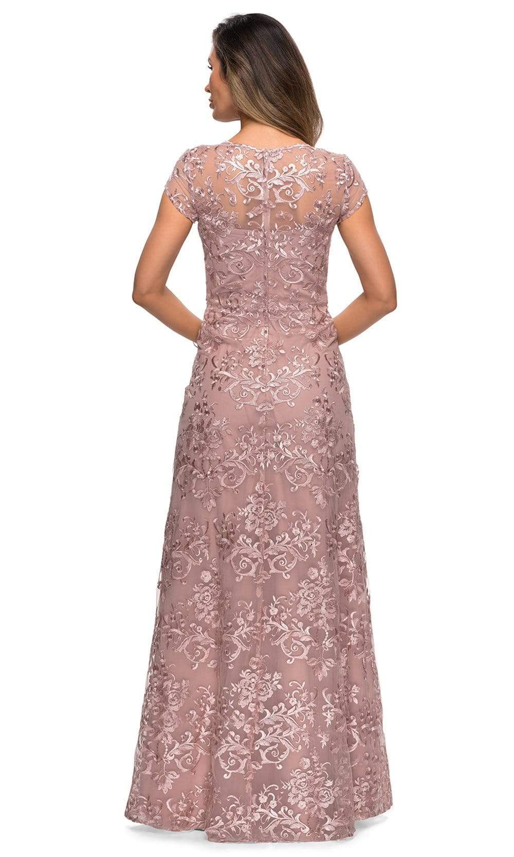 27951 Lace V Neck Sheath Mother of the Bride Dress