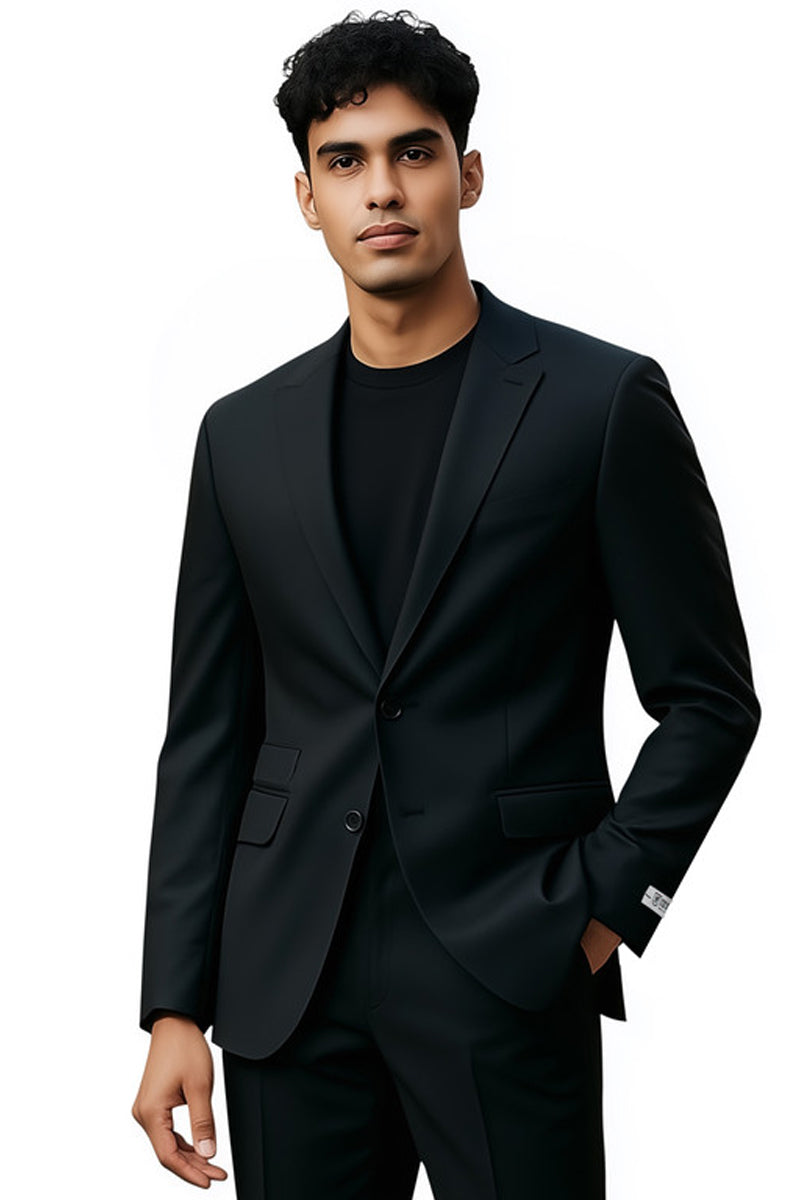 Men’s Stacy Adams Basic Slim Fit Wedding & Business Suit in Black