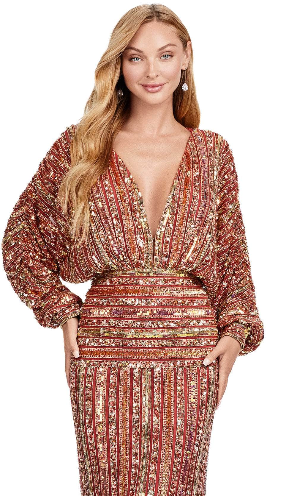 Dolman Sleeve Column Prom Gown