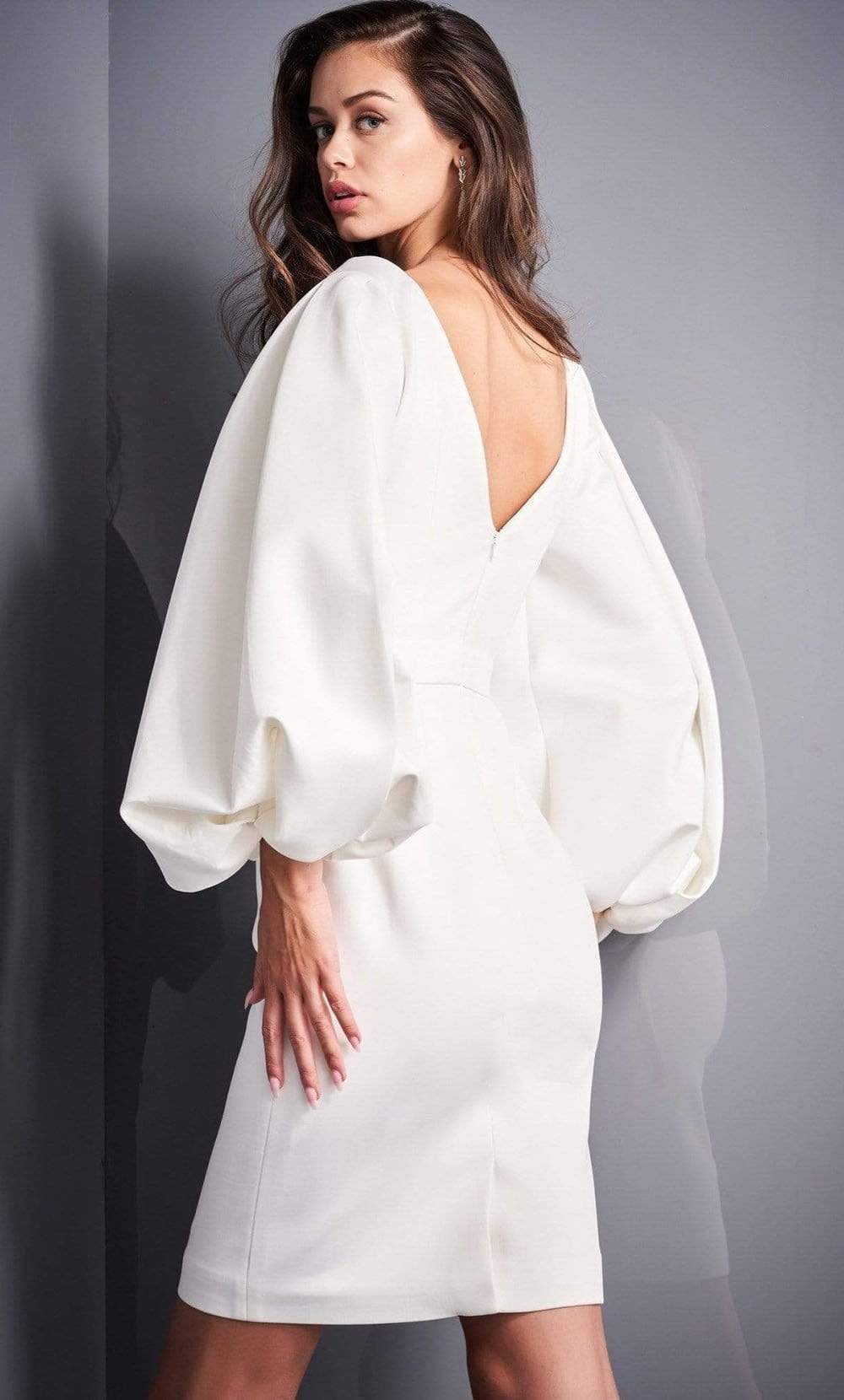 04370 Bubble Sleeve V-Neck Cocktail Dress