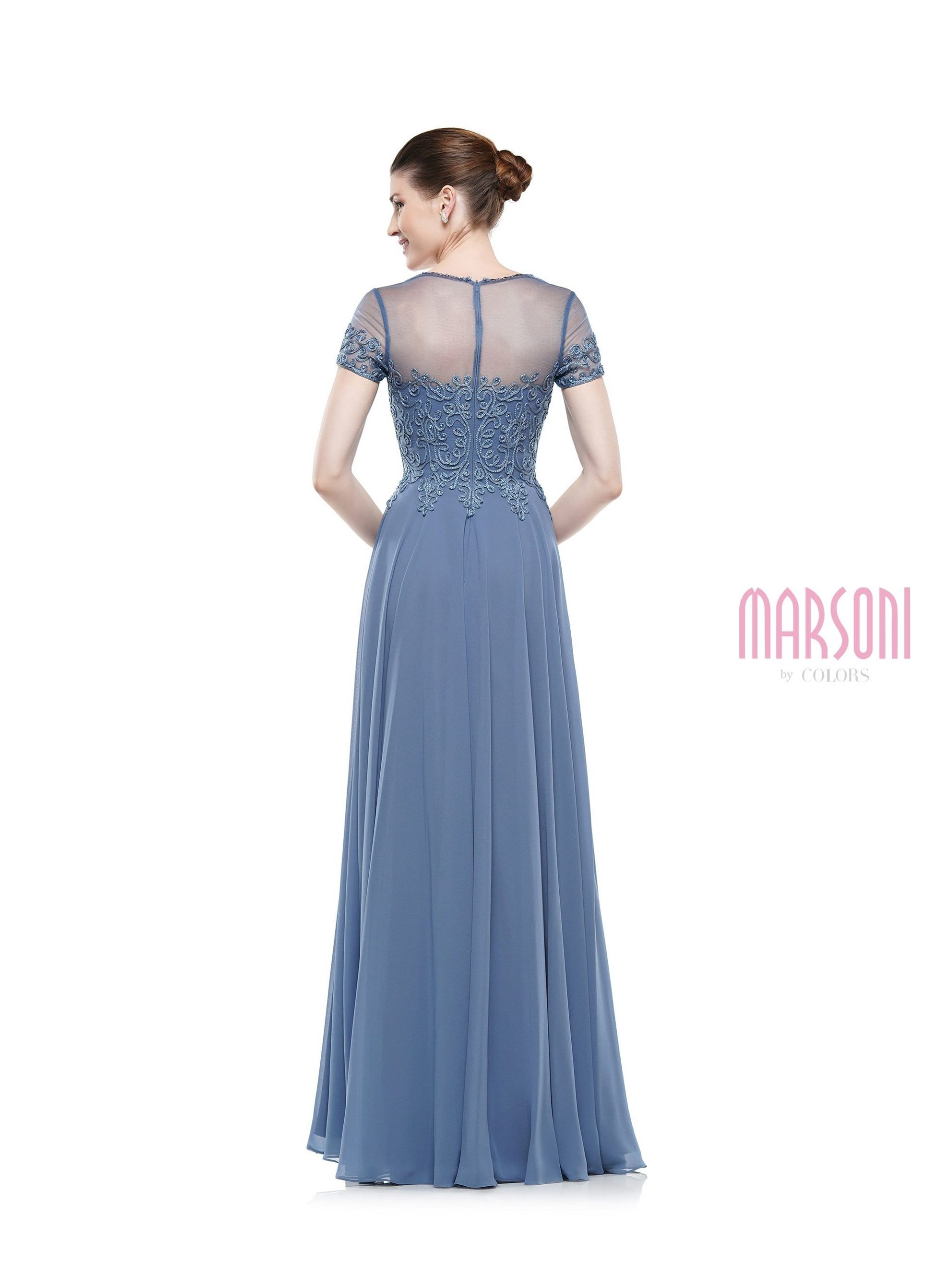 Short Sleeve Queen Anne Soutache Gown M271