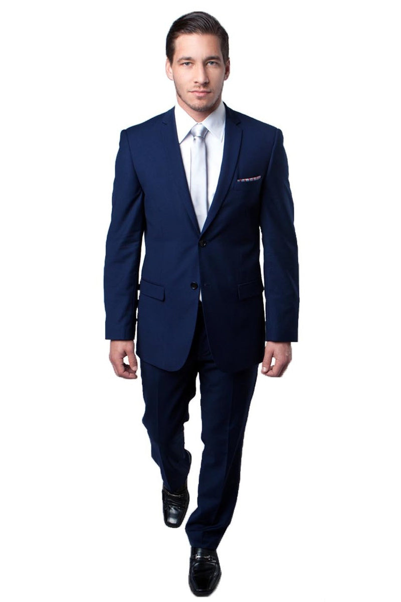 Men’s Basic 2 Button Slim Fit Wedding Suit in Dark Blue