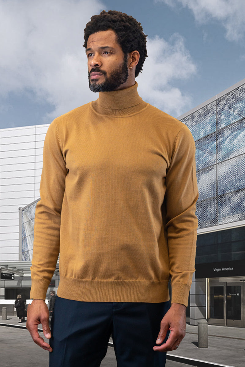 Men’s Designer Wool & Cashmere Dress Sweater in Copper