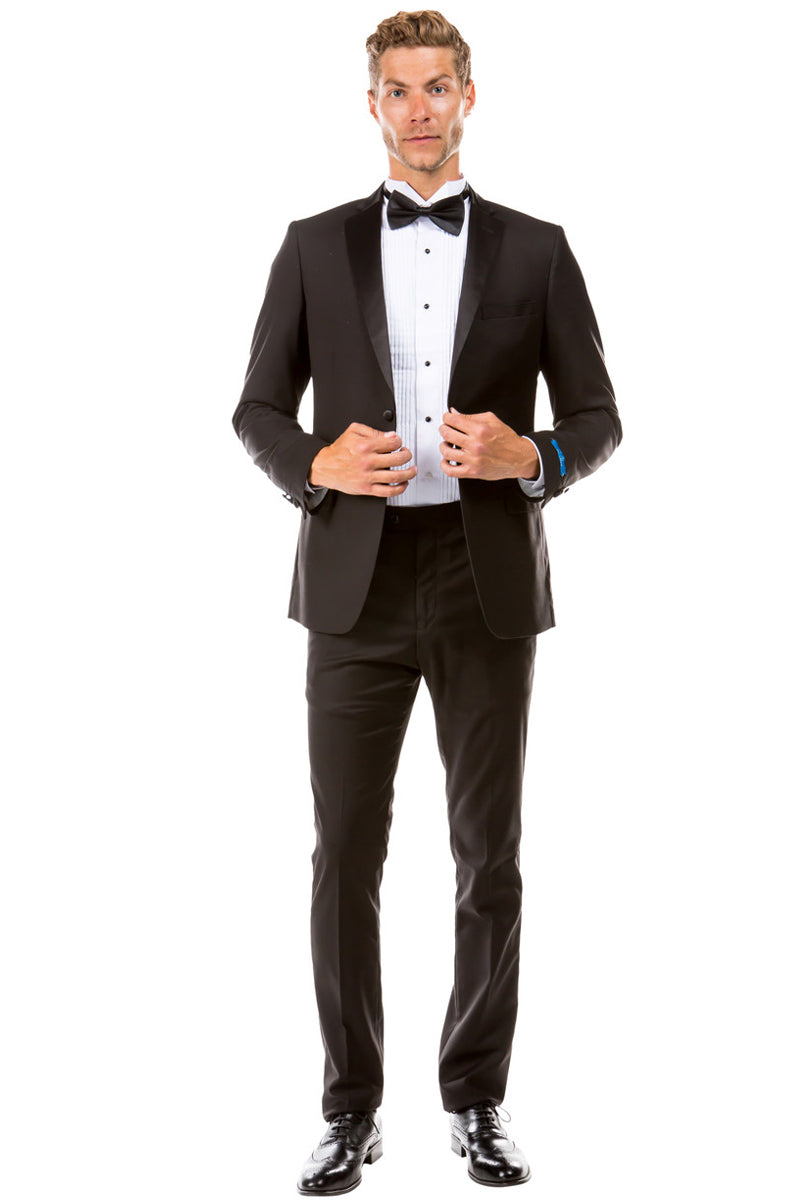 Men’s Slim Fit Two Button Notch Lapel Wedding Tuxedo in Black