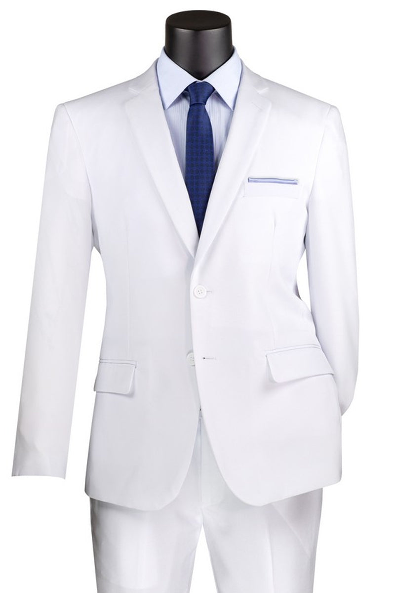 Men’s 2 Button Classic Poplin Suit in White