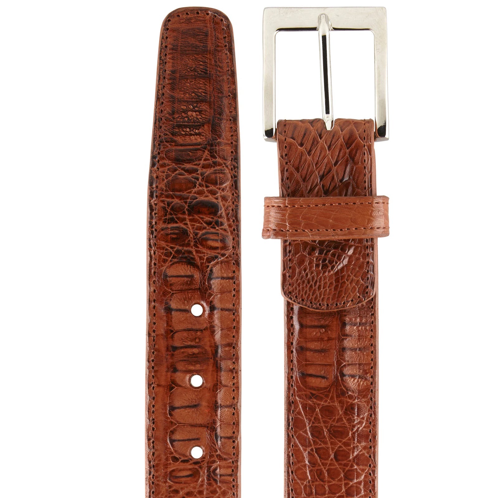 Men’s Belvedere Genuine Caiman Crocodile Dress Belt in Sport Rust