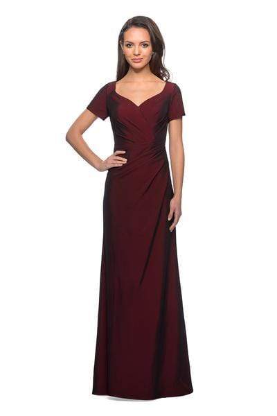 27855 Pleat-Ornate Short Sleeve A-Line Dress