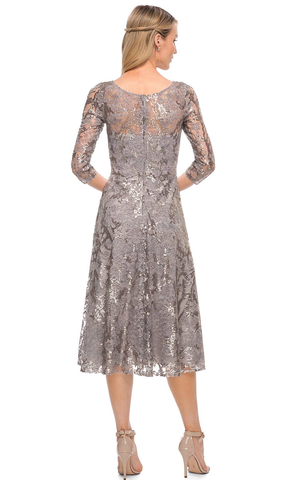 Sparkly Embroidered Tea Length Dress