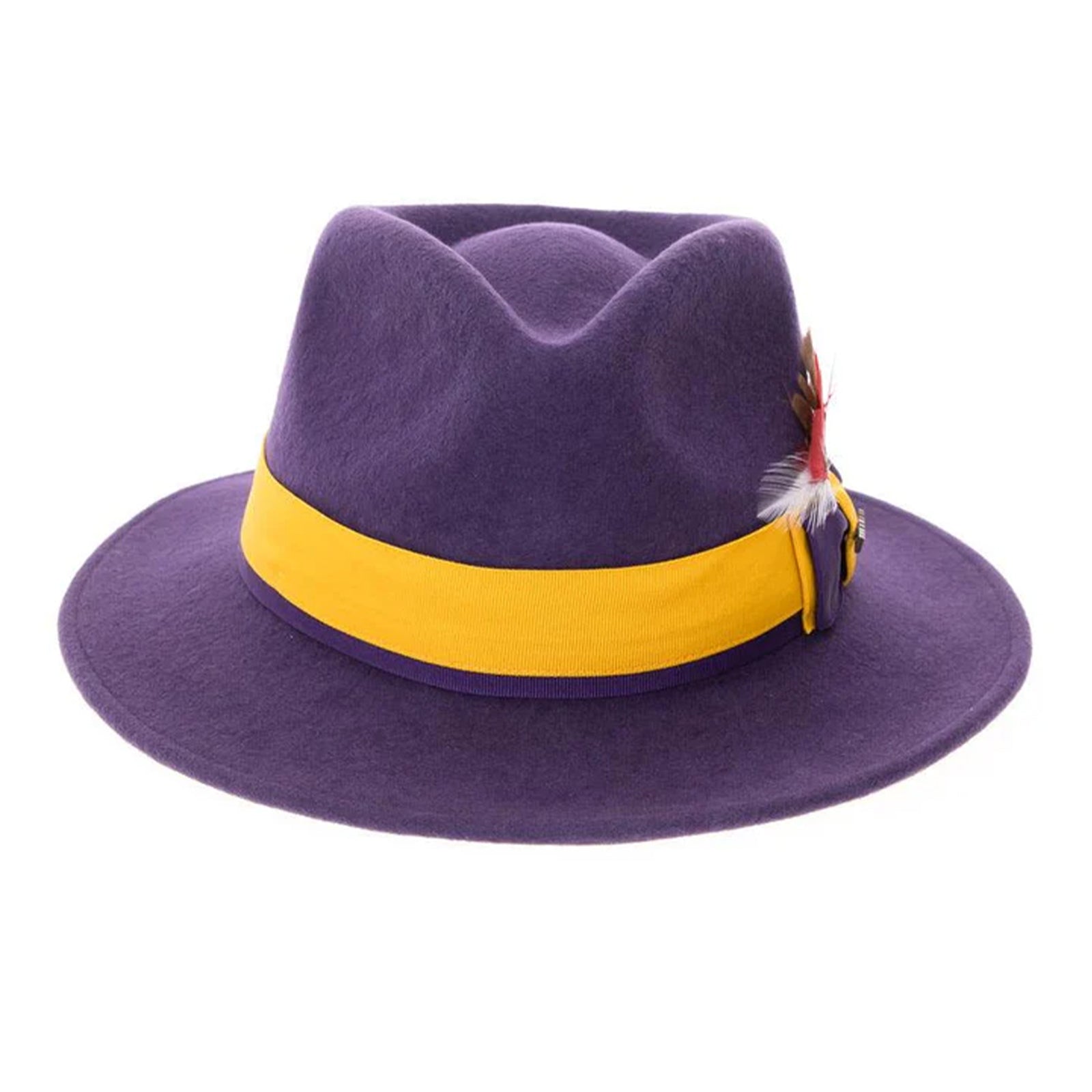 Men’s Classic Two Tone Fedora Dress Hat in Purple & Gold