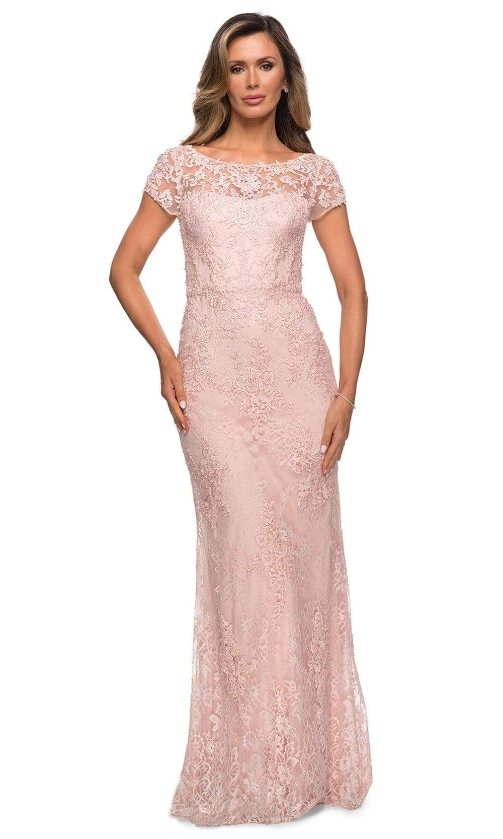27856 Lace Bateau Mother of the Bride Sheath Dress
