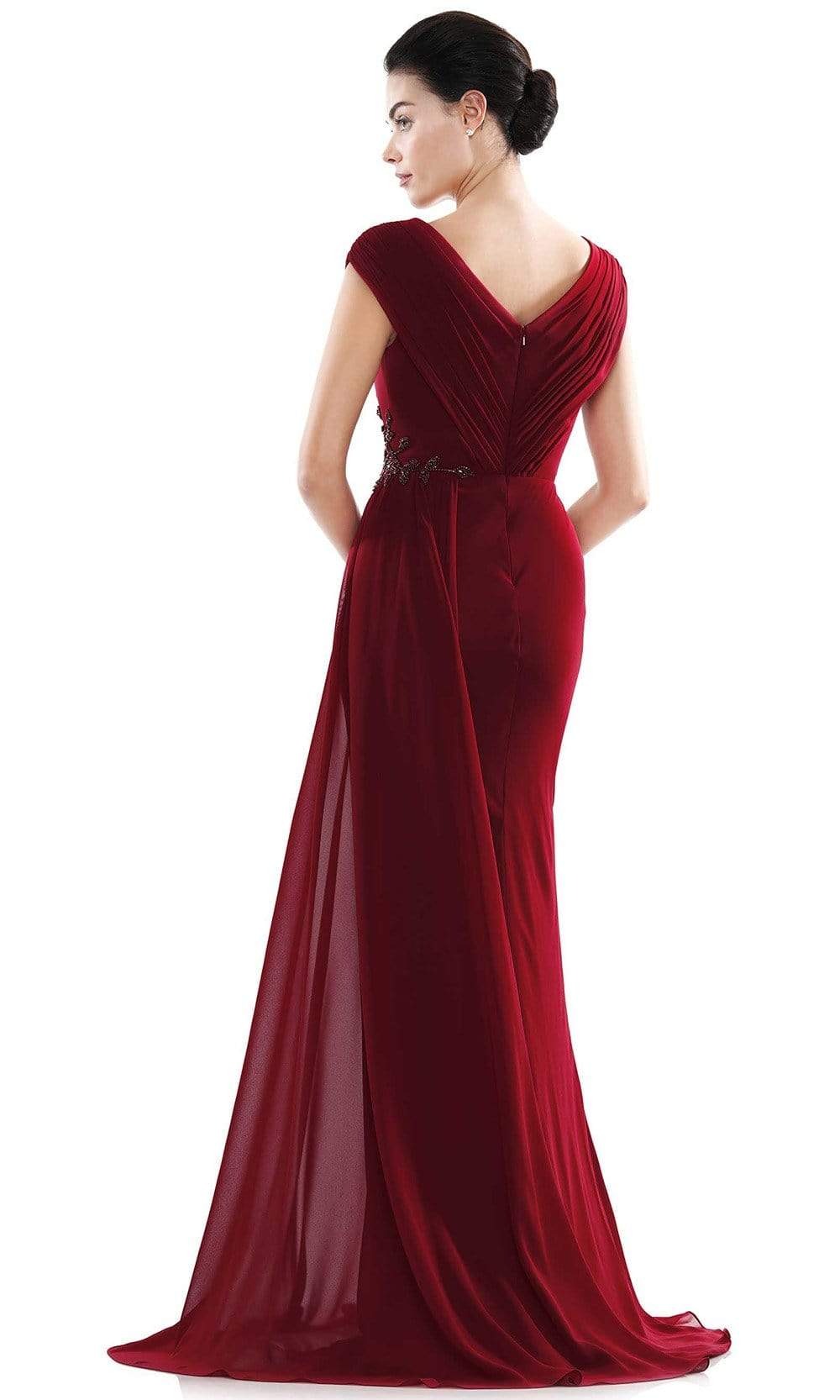 MV1080 Cap Sleeve Foliage Beaded Sheath Gown