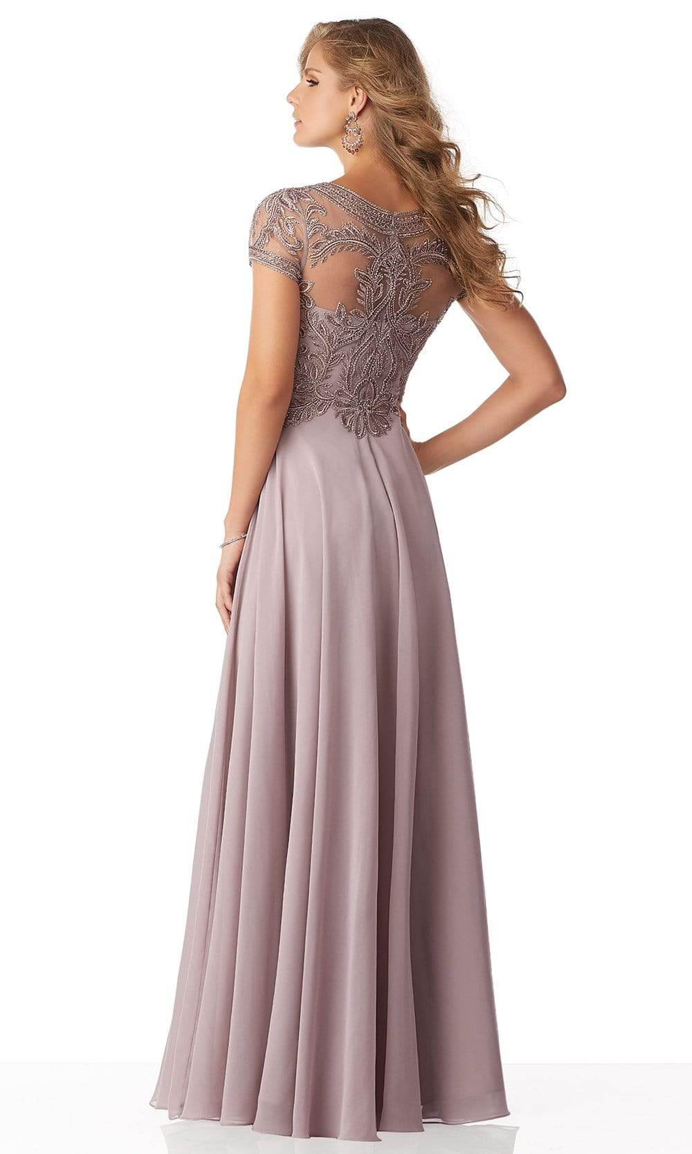 71824 Embellished Bateau Chiffon A-line Dress
