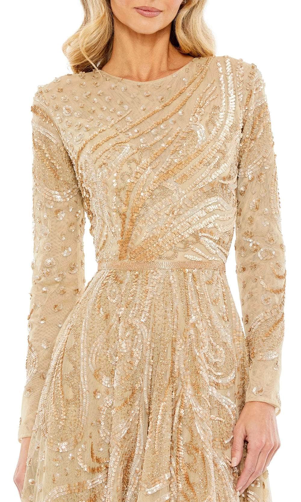 Long Sleeve Embellished Cocktail Dress