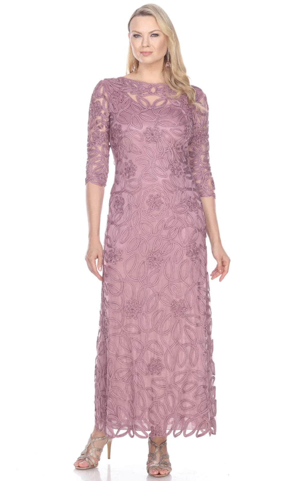 Soutache Embroidered Lace Evening Gown Dress