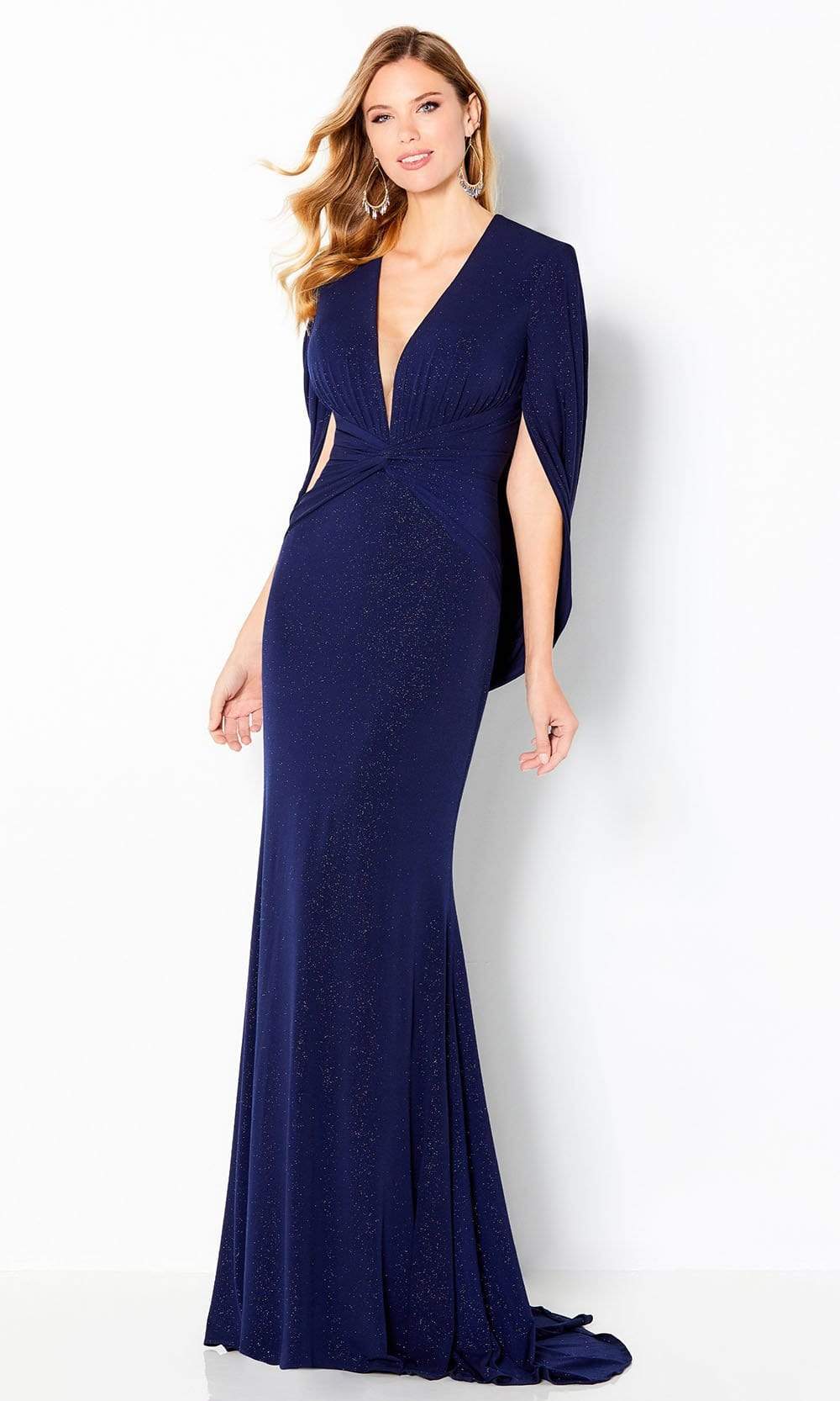 220653 Plunging Draped Back Sequin Dress