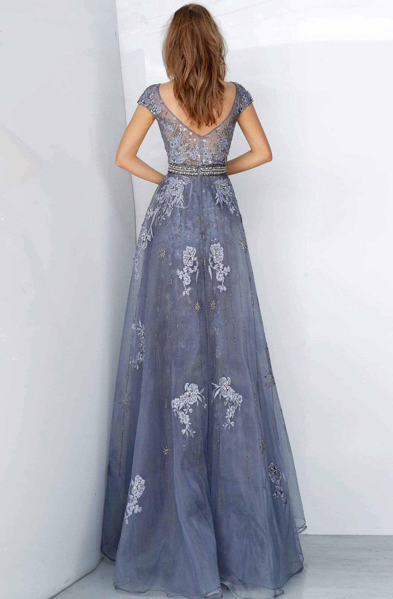 02327 Illusion Bejeweled A-Line Dress