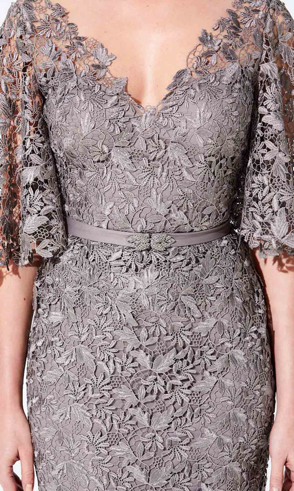 220D29 Lace V-Neck Mother of the Bride Dress