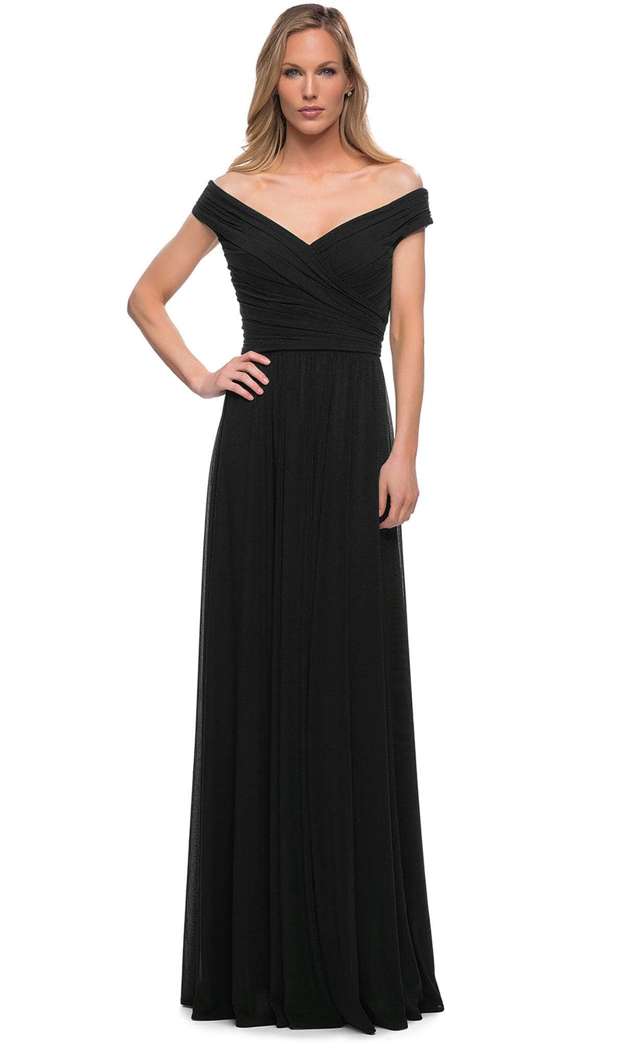 29168 Off Shoulder Ruched Mother of the Bride Dress