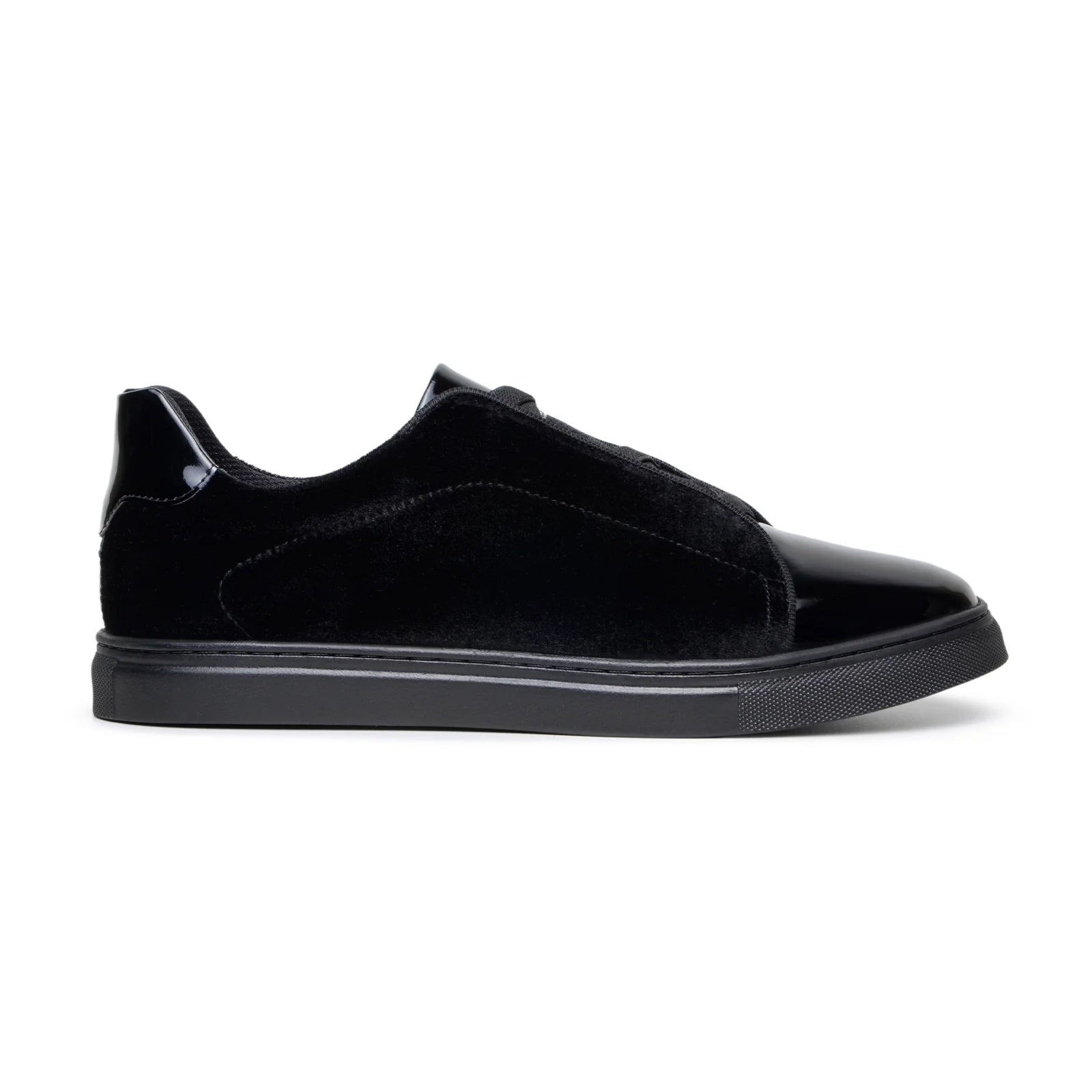 Men’s Belvedere Silvano Velvet & Patent Leather Tuxedo Tennis Shoe in Black