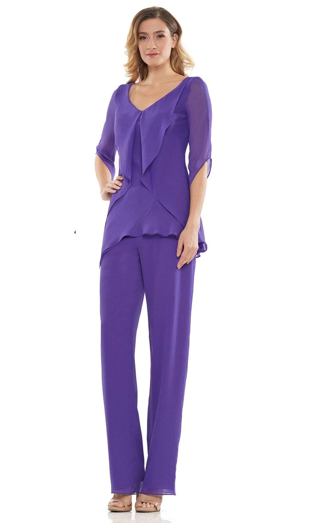 M308 V-Neck Half Sleeves Pantsuit