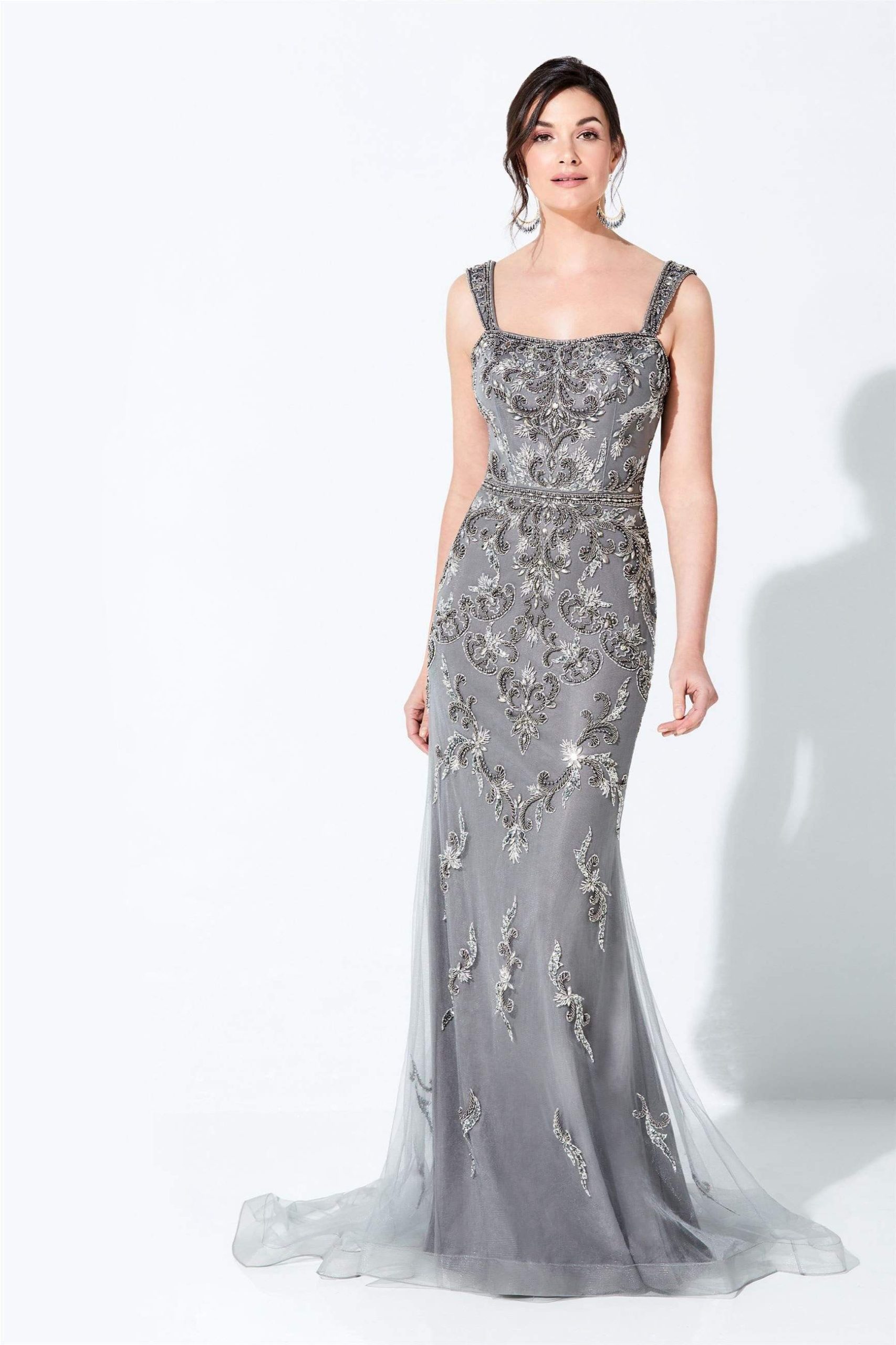 120D06 Strapless Straight Across Long Dress