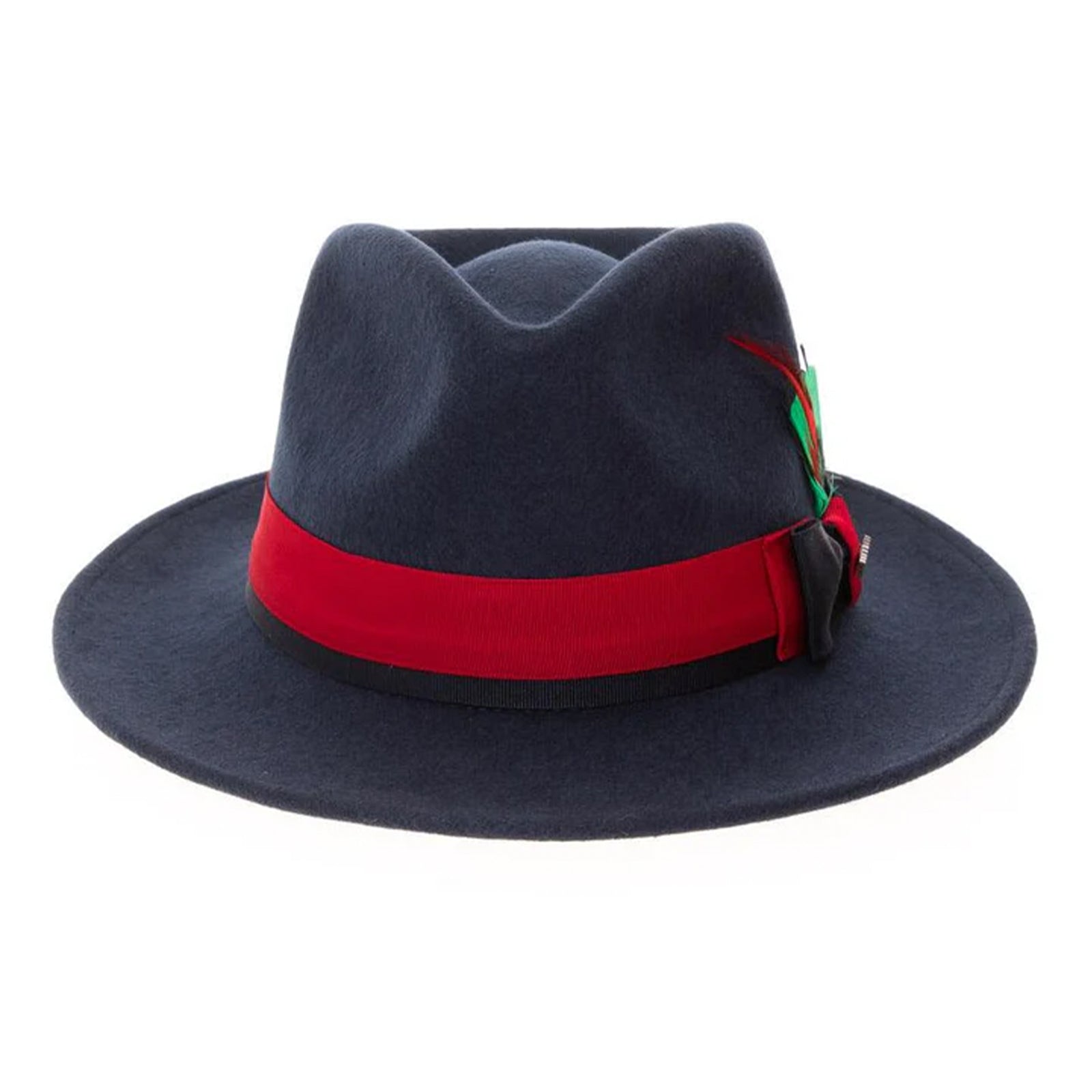 Men’s Classic Two Tone Fedora Dress Hat in Navy & Red