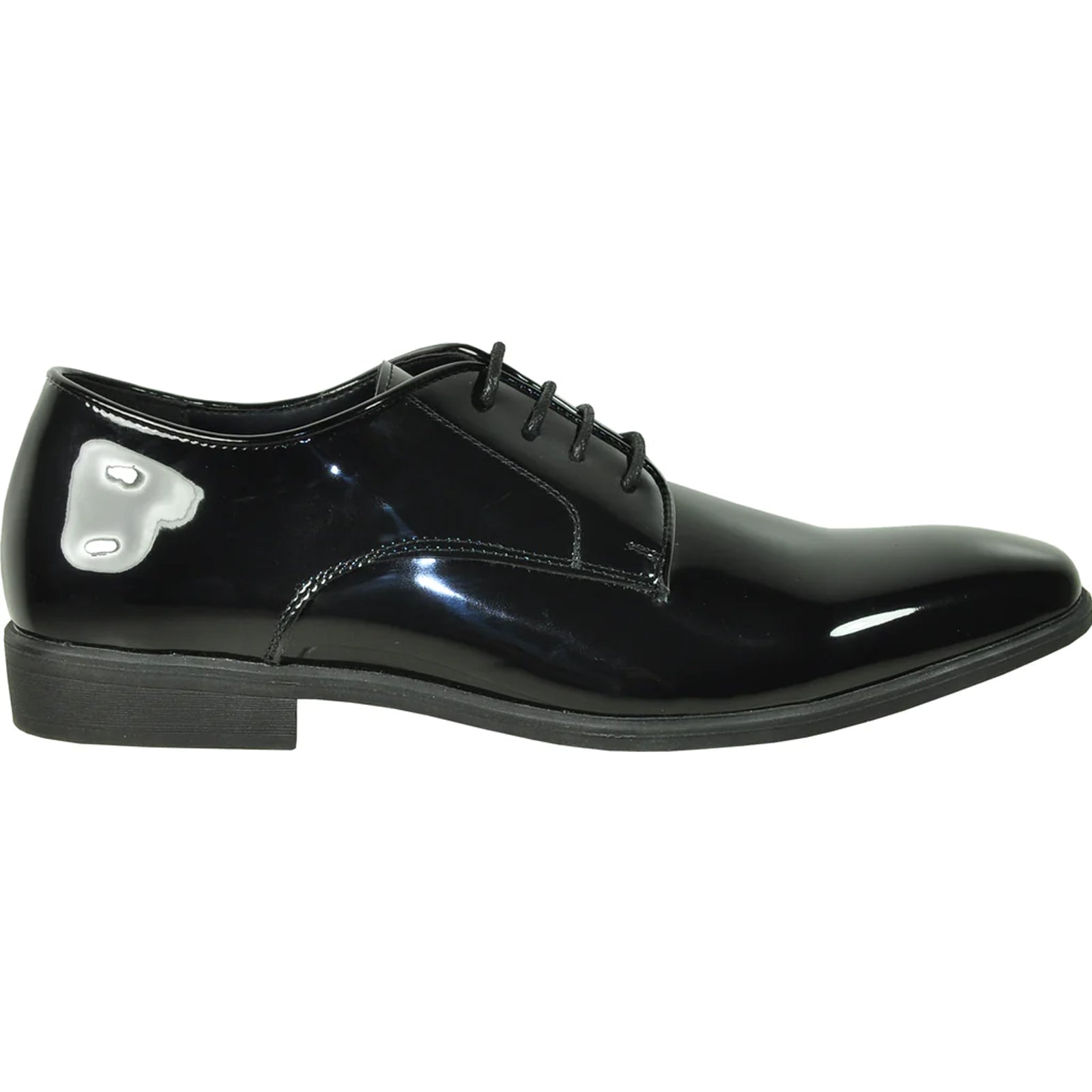 Mens Shiny Patent Plain Toe Tuxedo Dress Shoe in Black