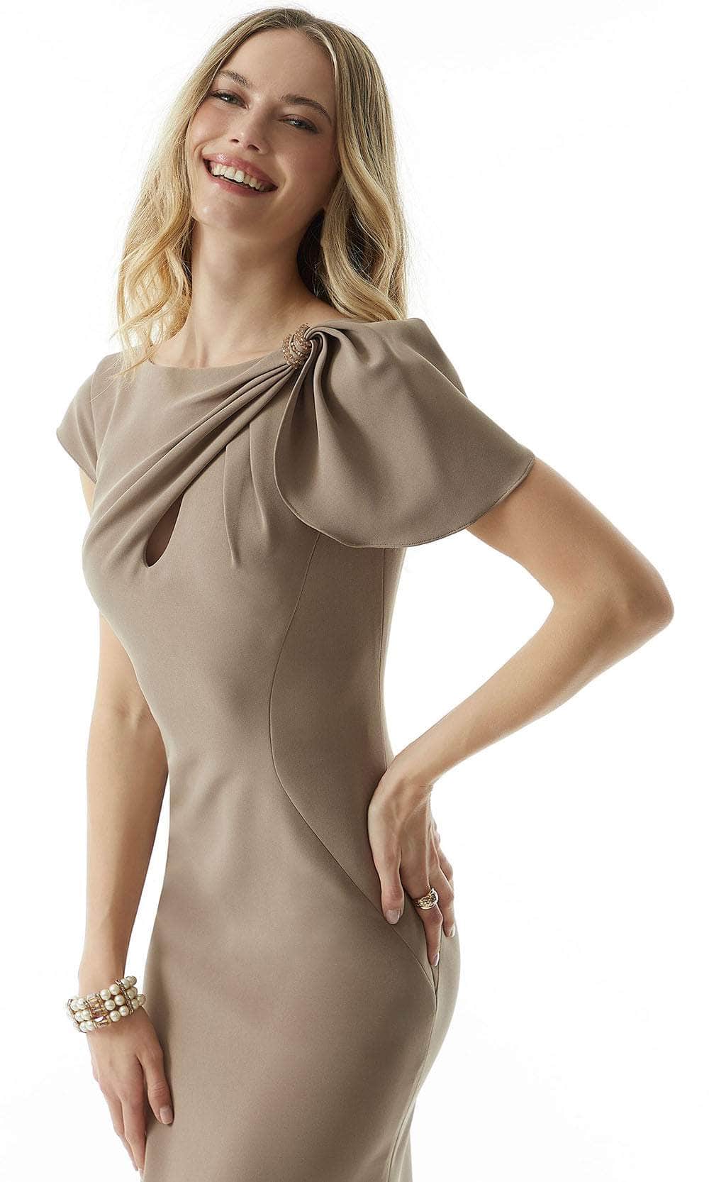 Cap Sleeve Draped Evening Dress