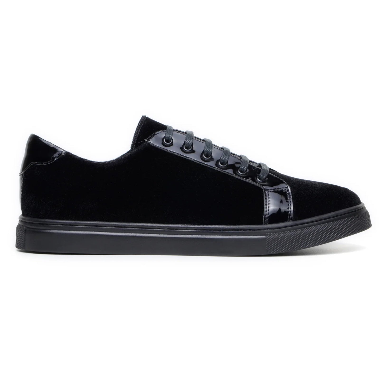 Men’s Belvedere Teo Velvet & Patent Leather Dress Sneaker in Black