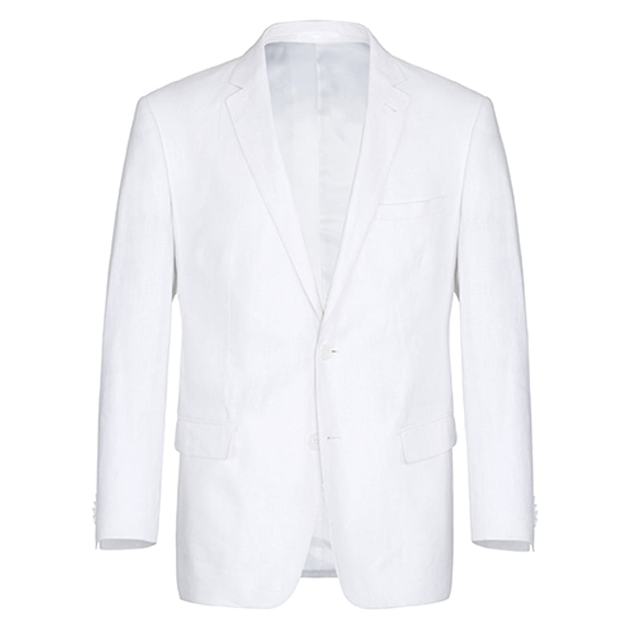 Mens Basic Two Button Classic Fit Linen Summer Suit in White