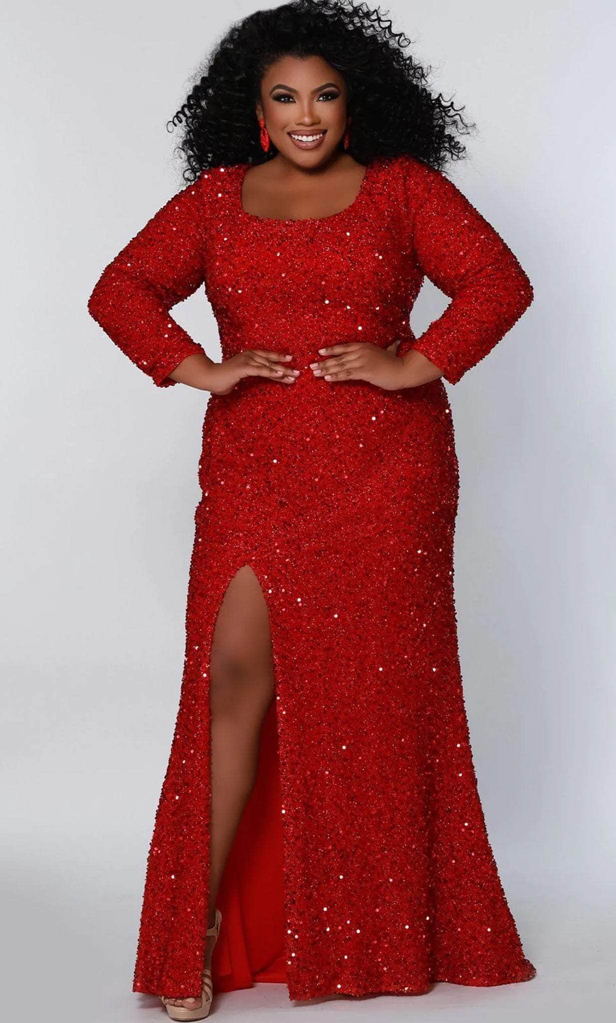 SC7320 Scoop Sequin Evening Dress
