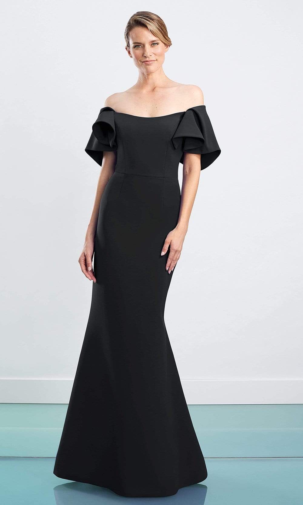 1464 Ruffled Off Shoulder Trumpet Dress
